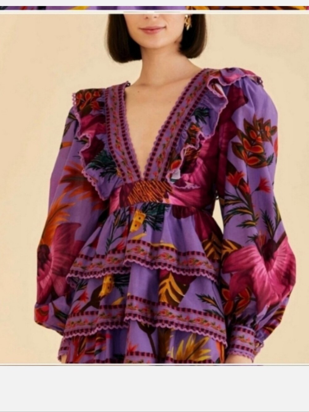 Farm Rio Purple Floral Minidress - Picture 3 of 6
